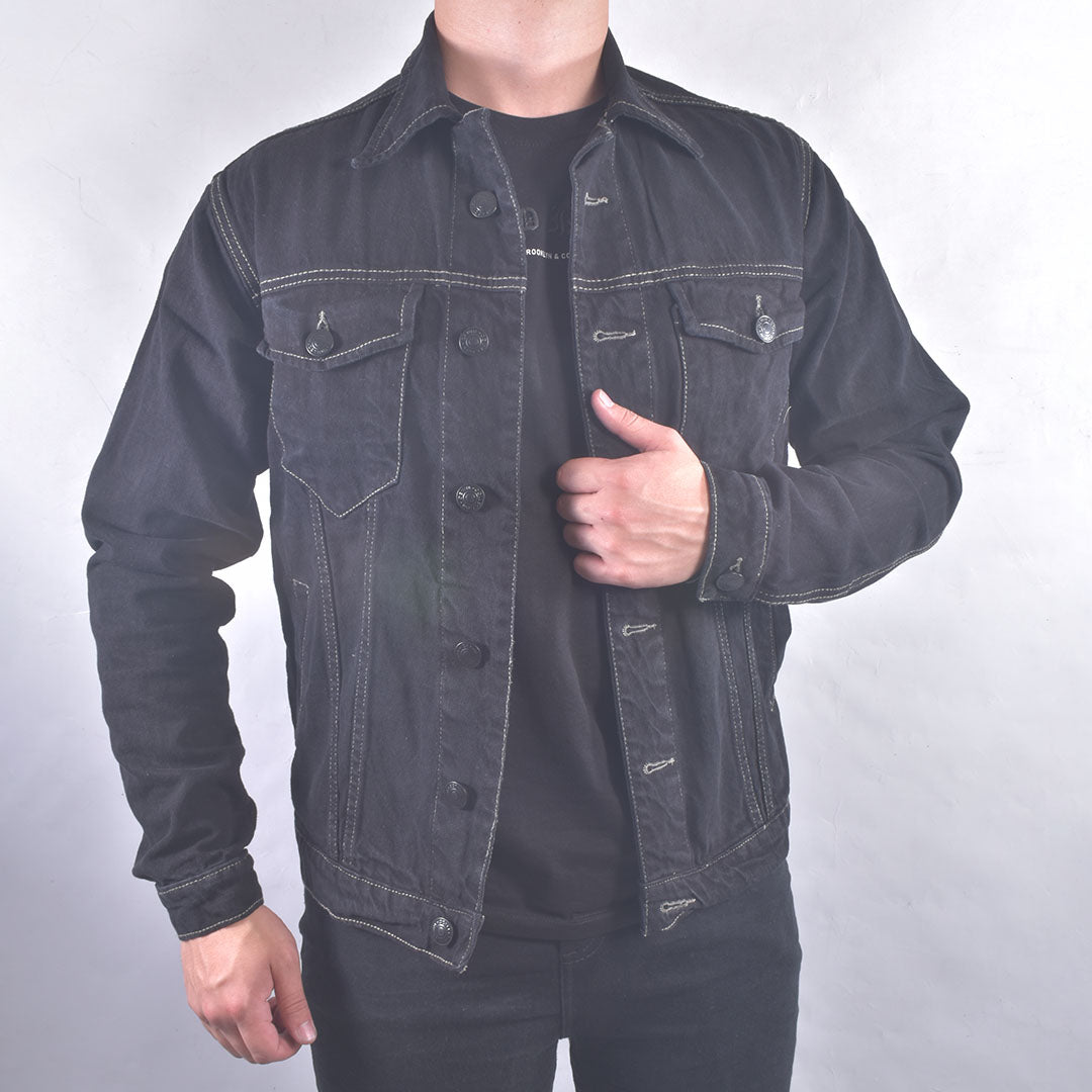 Chaqueta en jean negra para hombre