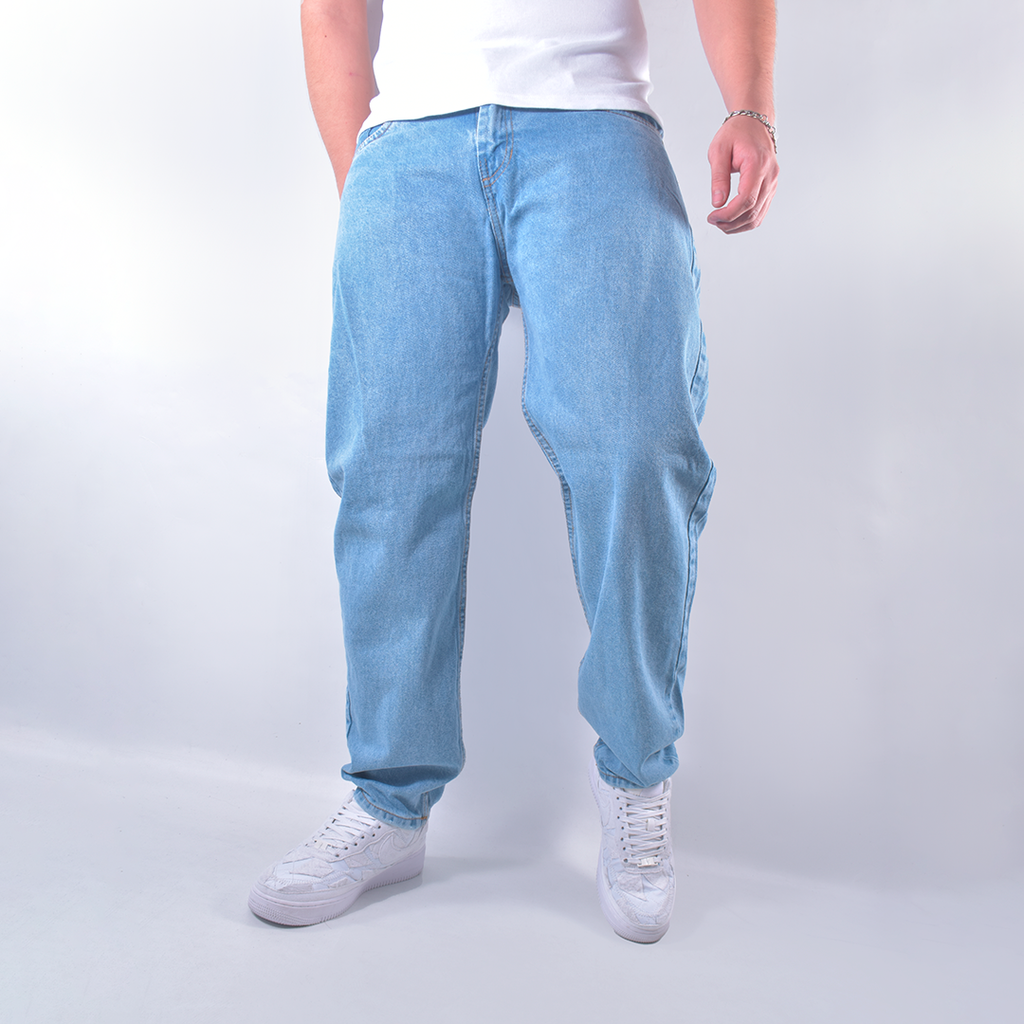 Jean mom fit azul claro para hombre