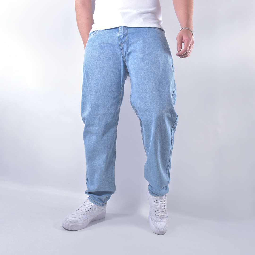 Jean mom fit azul claro para hombre