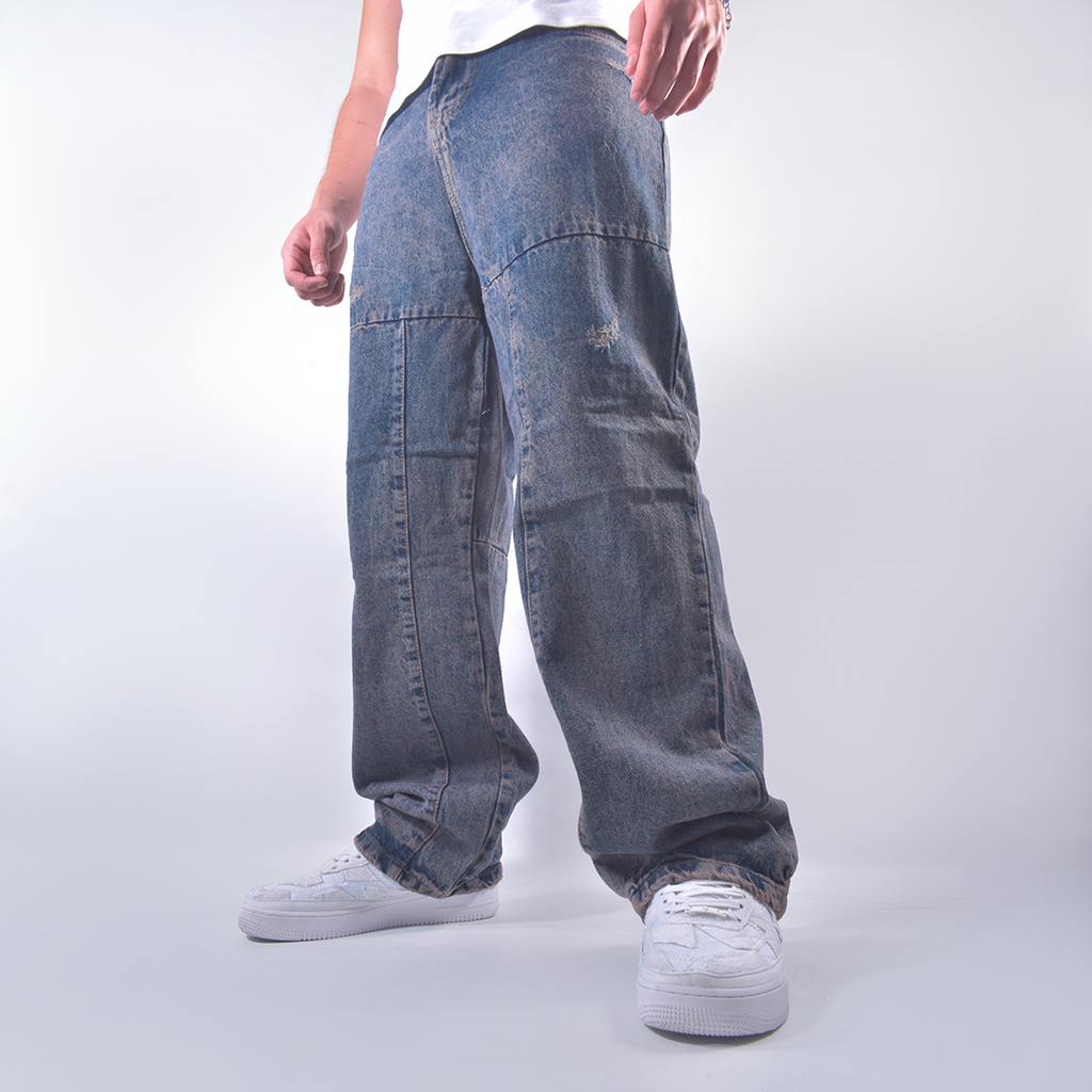 Jean azul pardo oversize para hombre