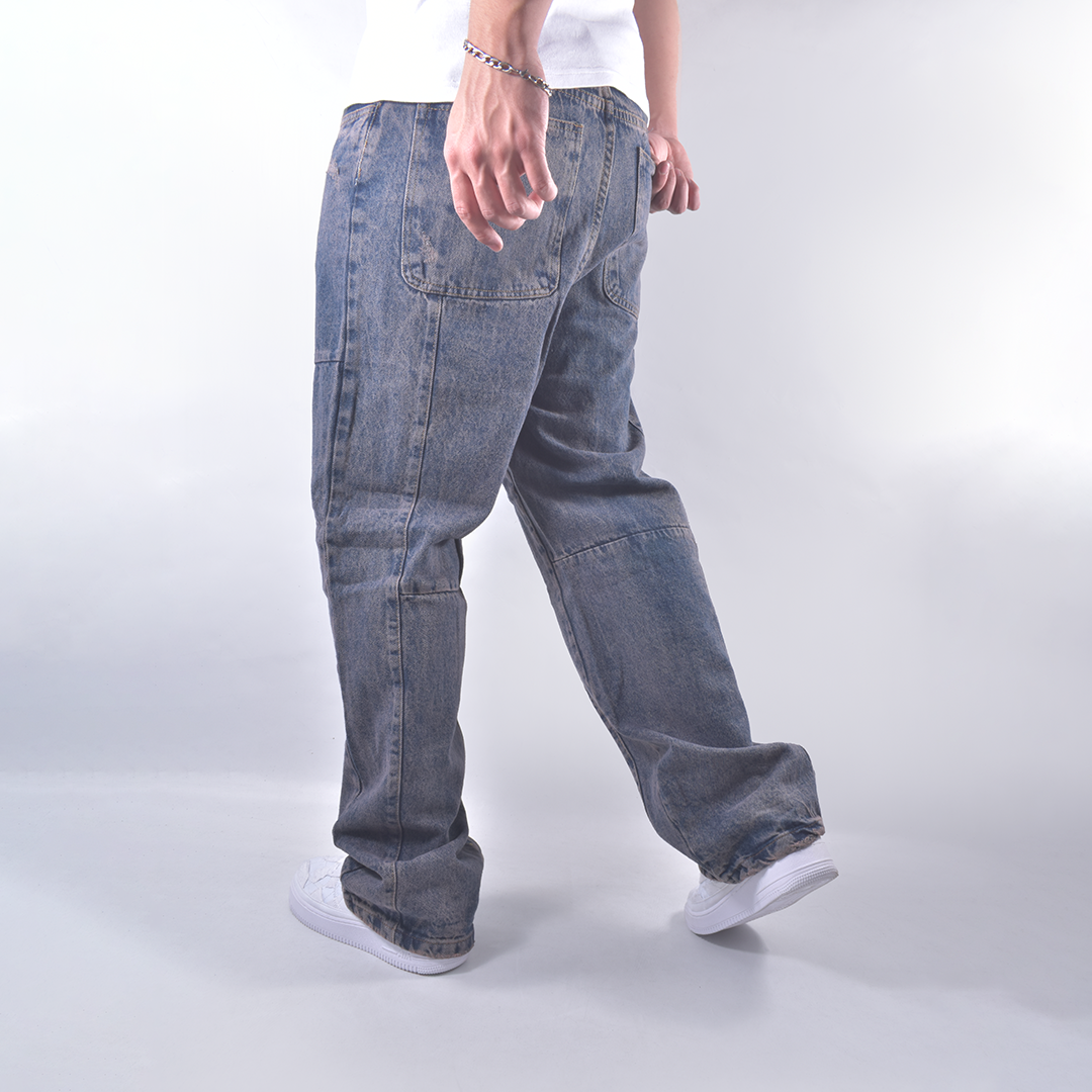 Jean azul pardo oversize para hombre